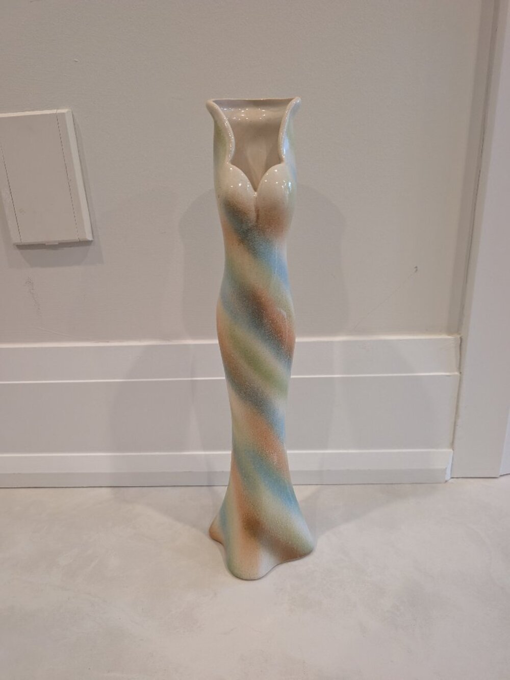 Female Form In Dress Abstract Pastel Spiral Ceramic Vase